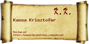 Kassa Krisztofer névjegykártya